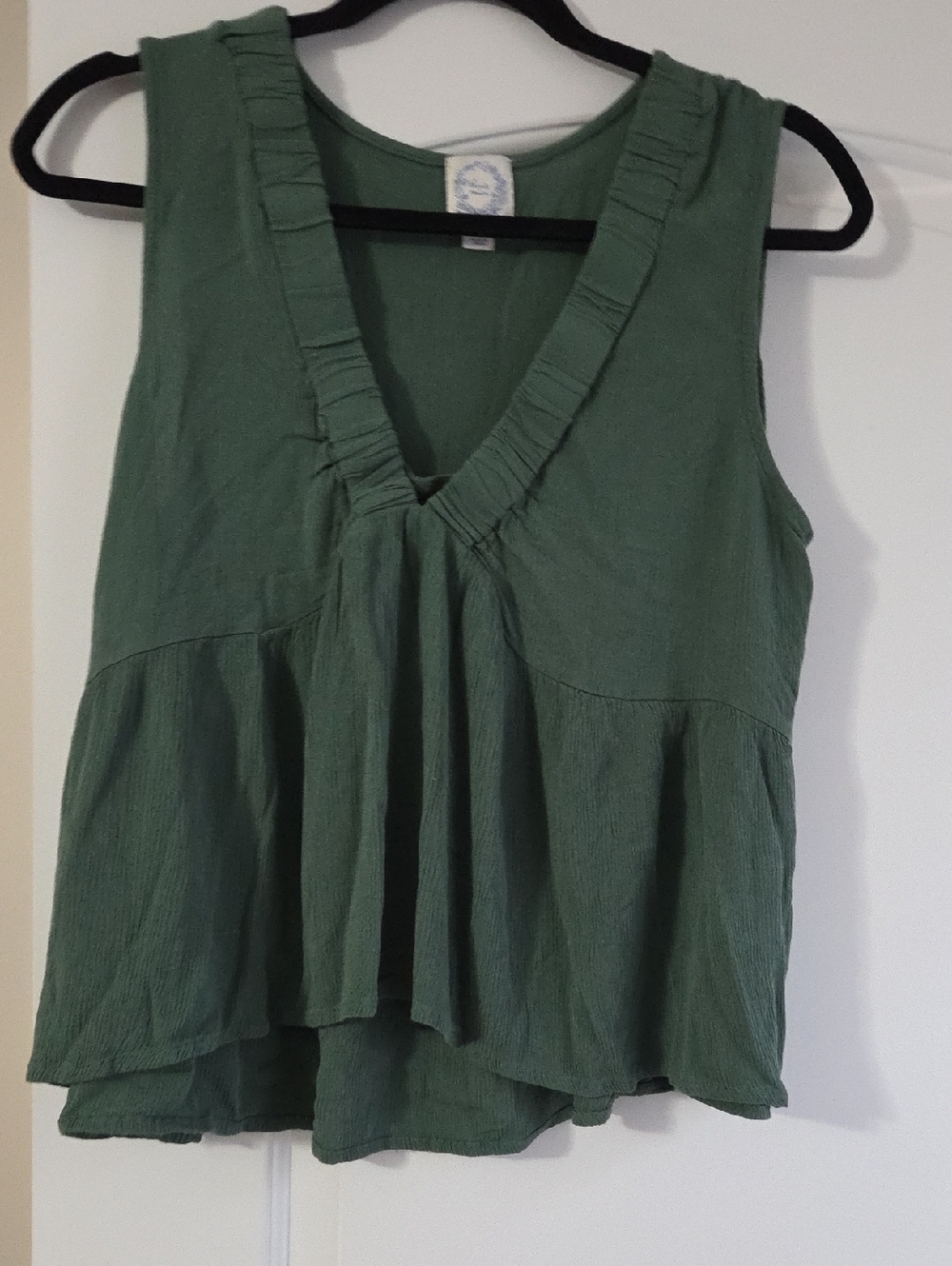 Blue Rain Olive Green Ruffle V-Neck Sleeveless Top